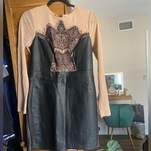 Sheer top leather bottom lace dress size 12